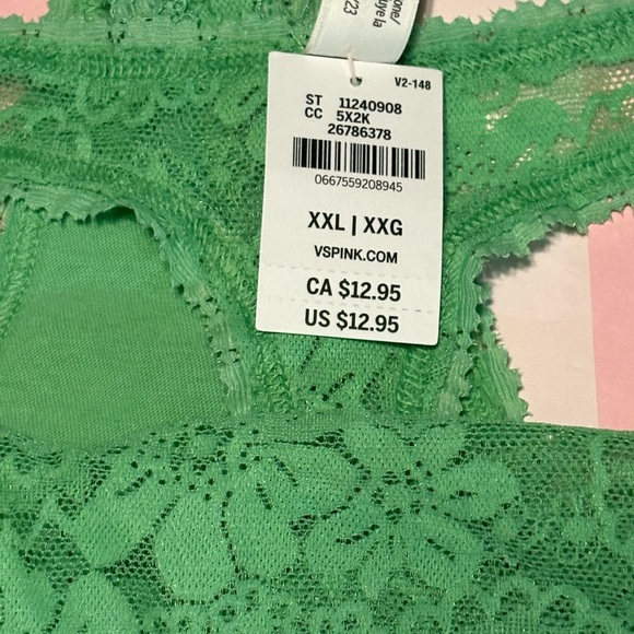NWT!! PINK Victoria's Secret Mint Lace Panty - Picture 3 of 3